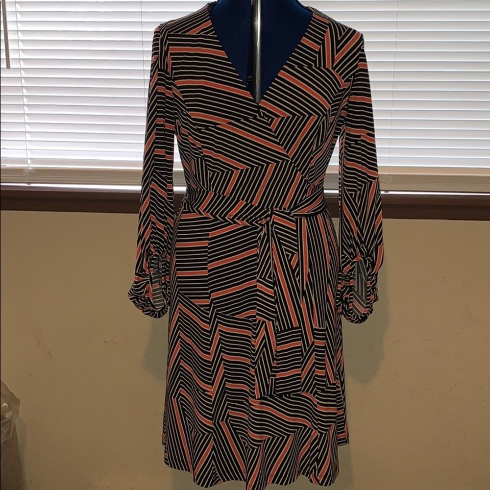 Faux Wrap Dress with Tie